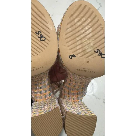 Kurt Geiger 8.5 (39) Platform Kensington London Tweed Fabric Eagle Block heel - Picture 12 of 16